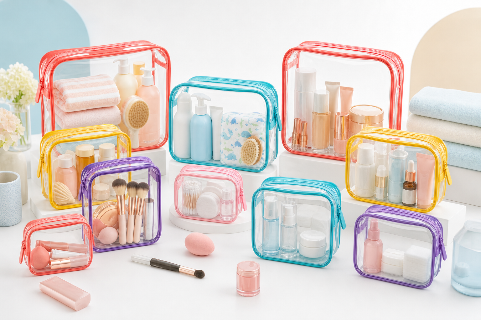 CHICAUP 6 pieces clear cosmetic bags