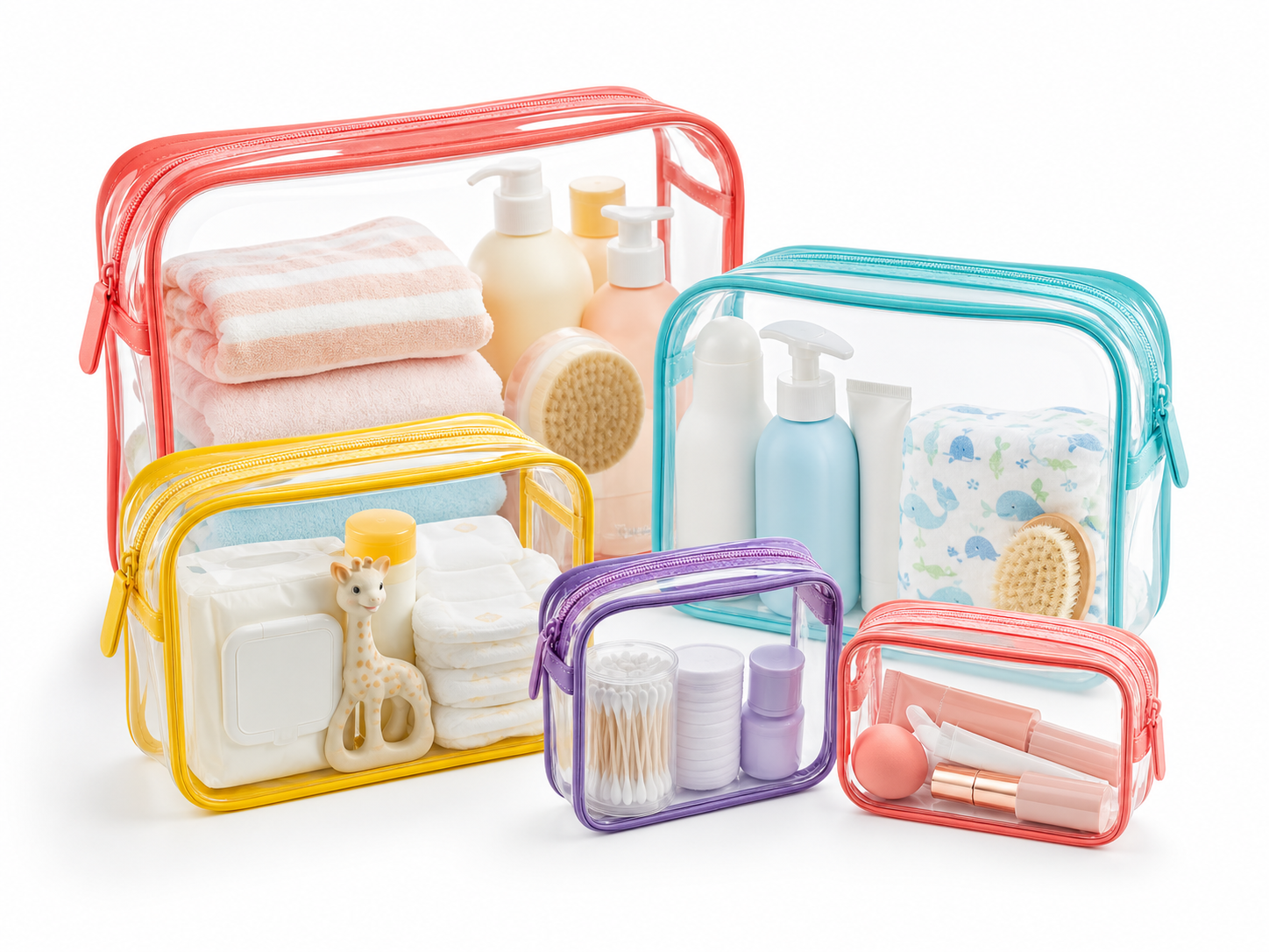 CHICAUP 4 pieces clear cosmetic bags